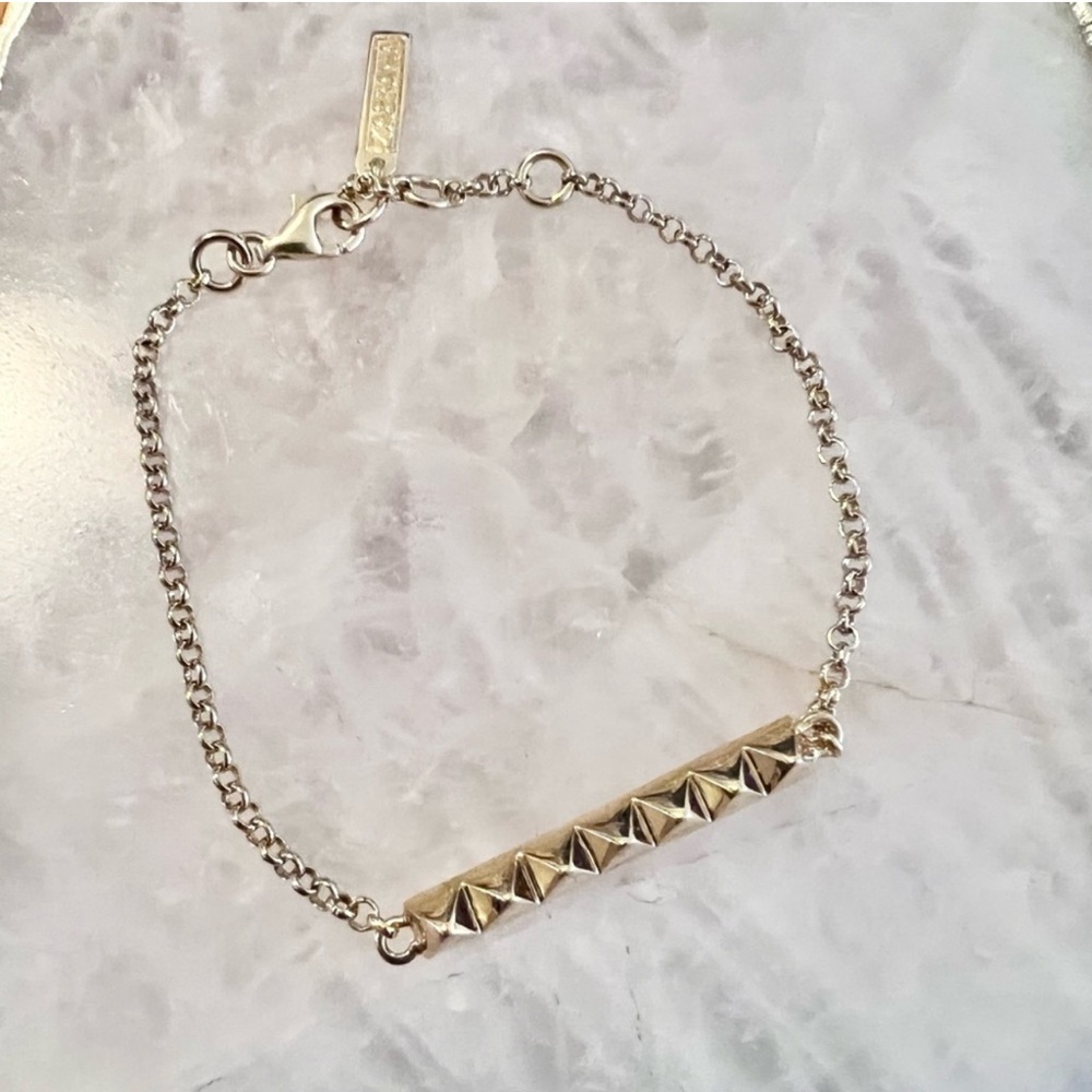 Zabbana Gold Vermeil Pyramid Bar Bracelet Adjustable from Anthropologie